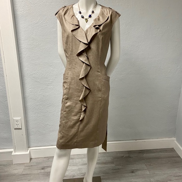 *SOLD* Classiques Entier Ruffle Front Belted Dress - Picture 2 of 14